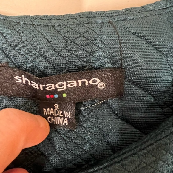 Sharagano Teal Cable Scuba Dress Size 8 - Picture 7 of 9